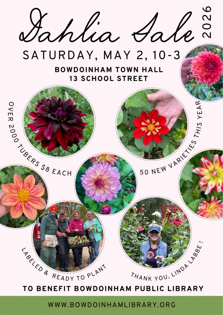 Dahlia Day poster with photos of beautiful dahlias and details about Dahlia day. 